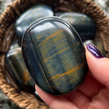 Blue Tigers Eye Palm Stones