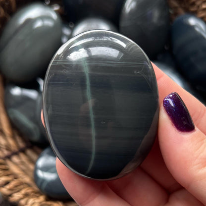 Platinum Obsidian Palm Stones