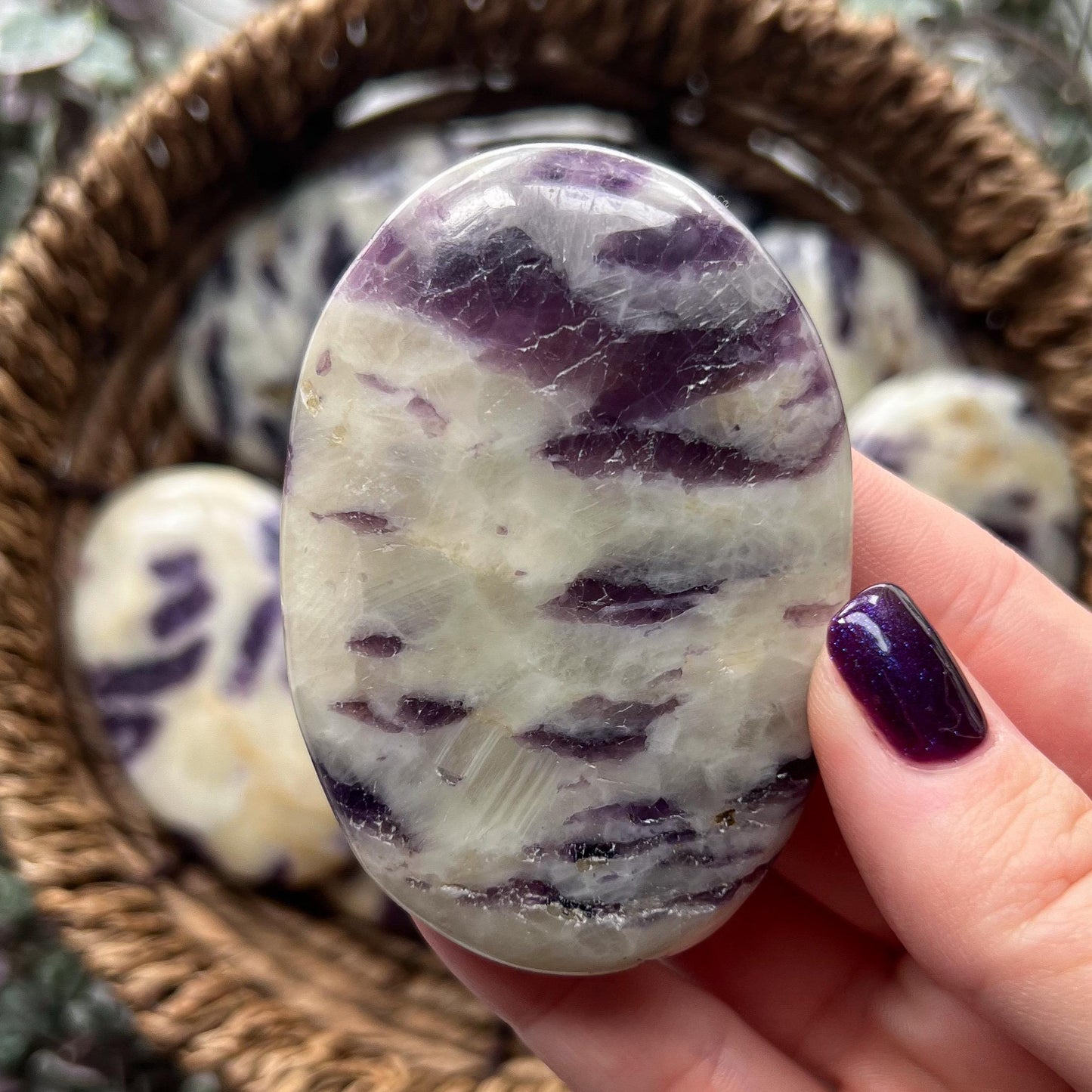 Purple Fluorite Calcite Palm Stones