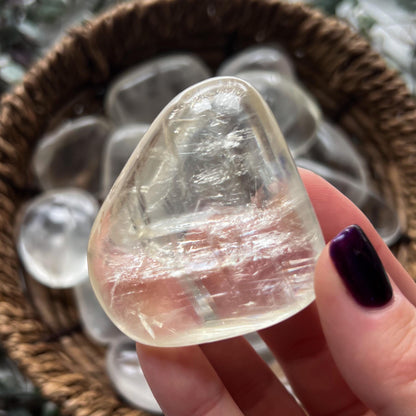 Clear Optical Calcite Palm Stones