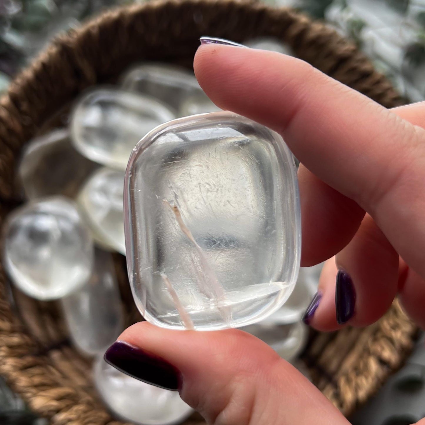 Clear Optical Calcite Palm Stones
