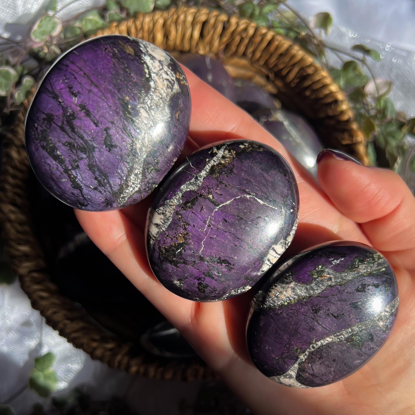Purpurite Palm Stones