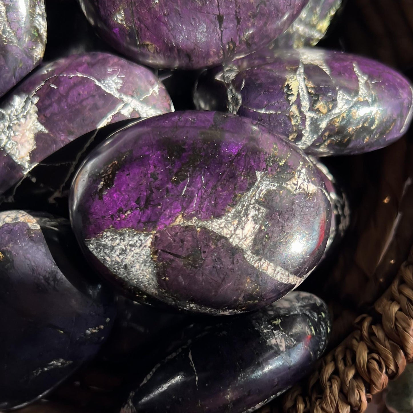 Purpurite Palm Stones