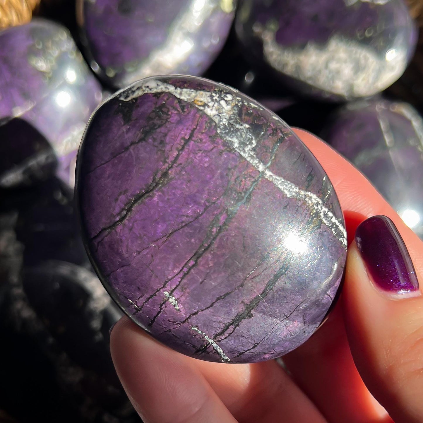 Purpurite Palm Stones