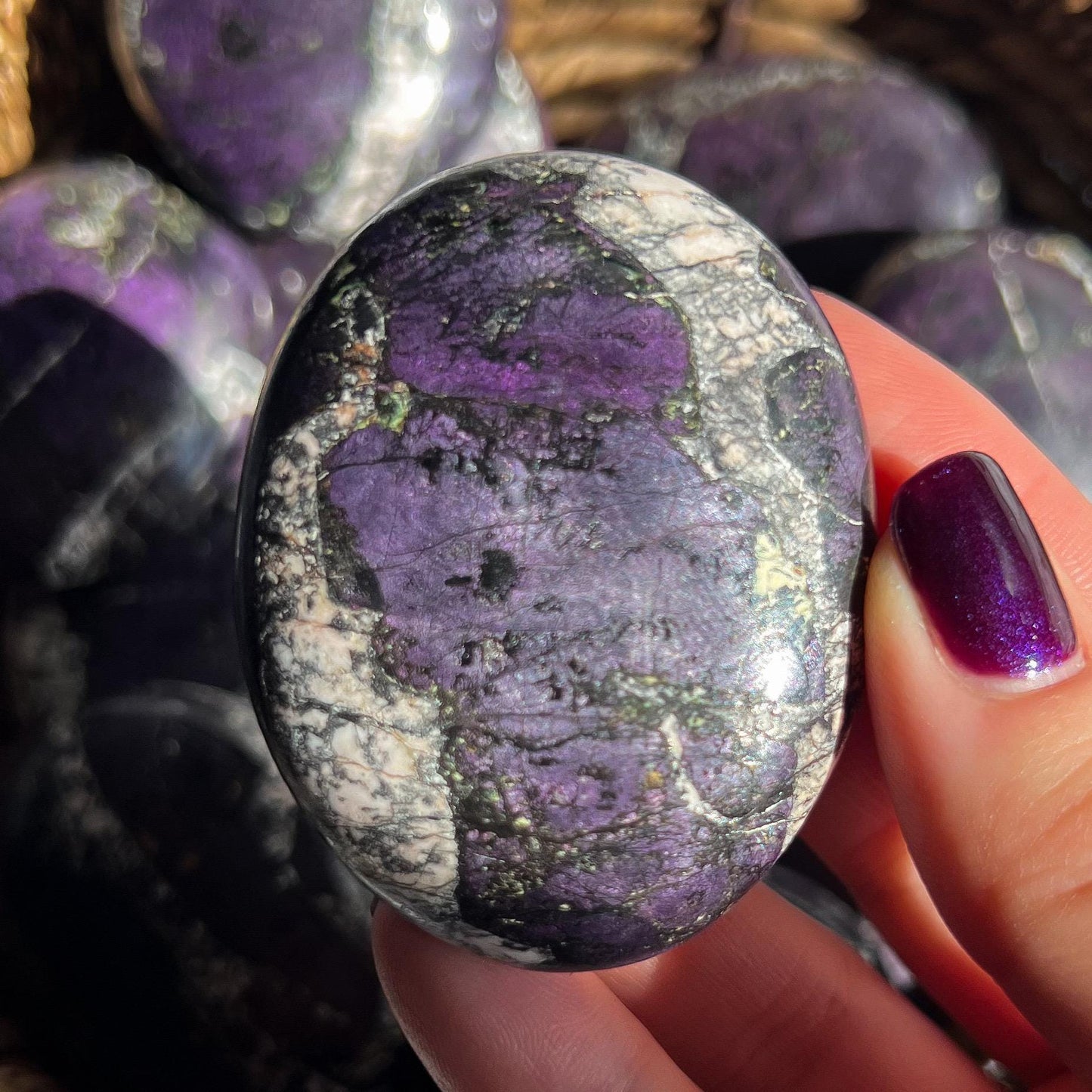 Purpurite Palm Stones