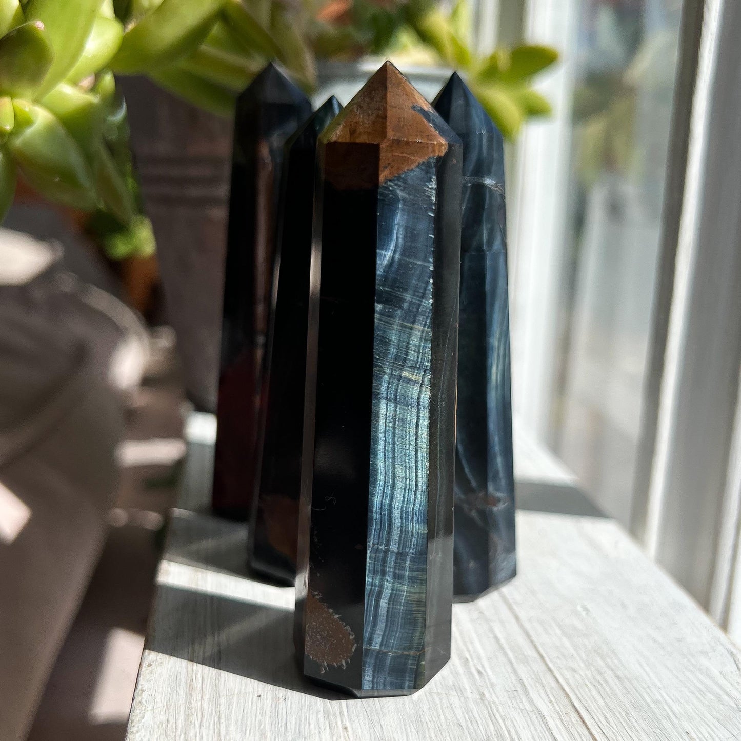 Blue Tigers Eye Obelisks