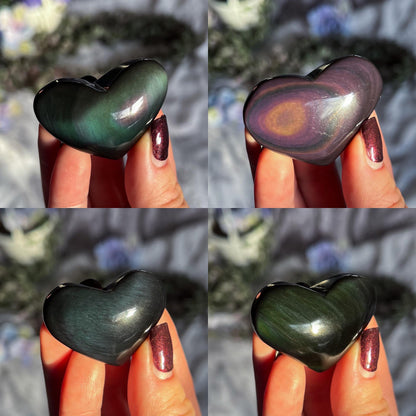 Rainbow Obsidian Hearts