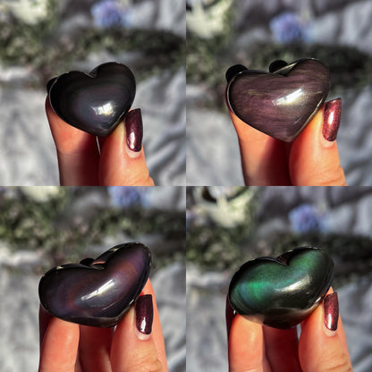 Rainbow Obsidian Hearts