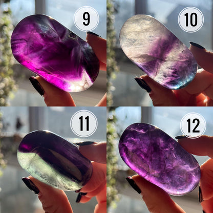 Pink Rainbow Fluorite Palm Stones