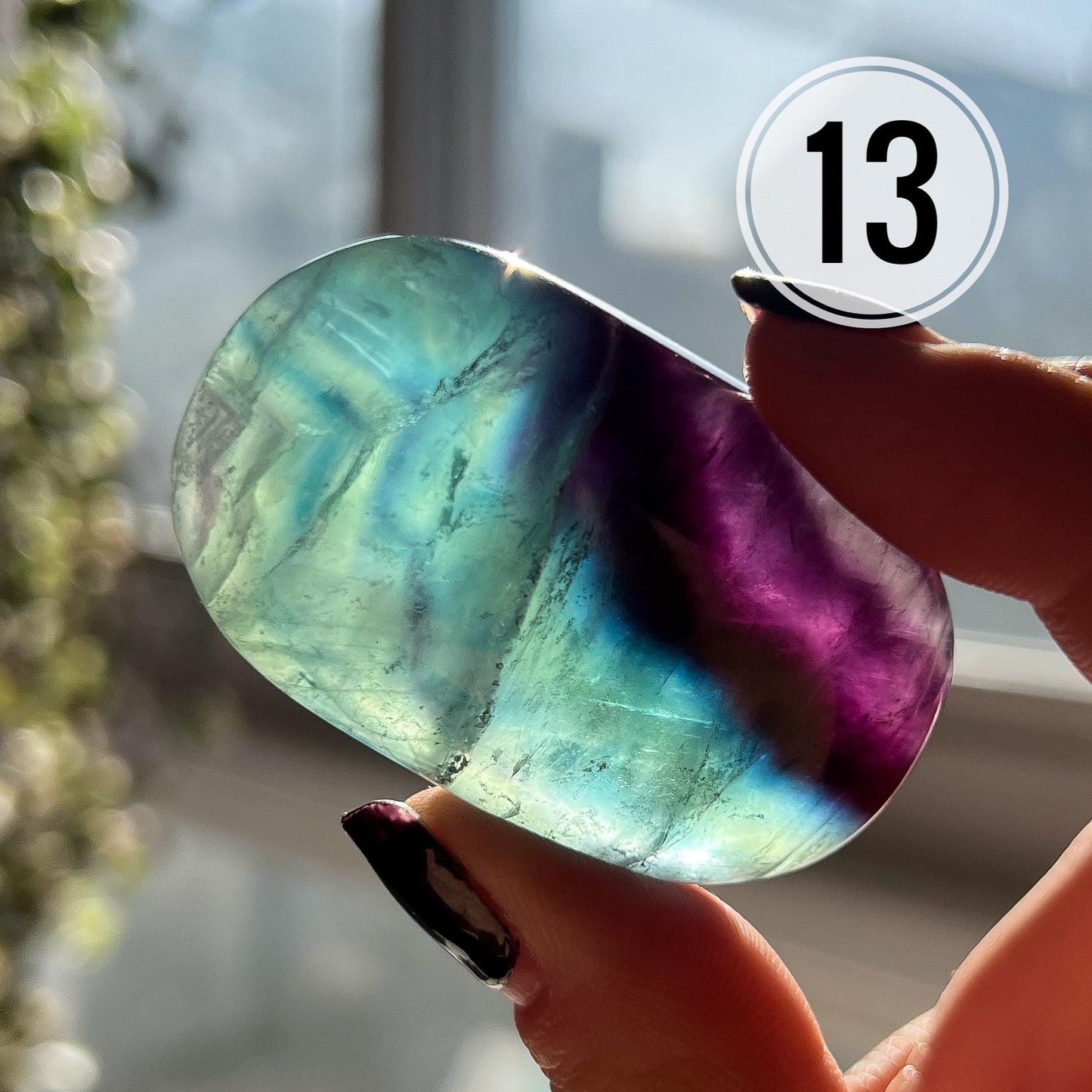 Pink Rainbow Fluorite Palm Stones