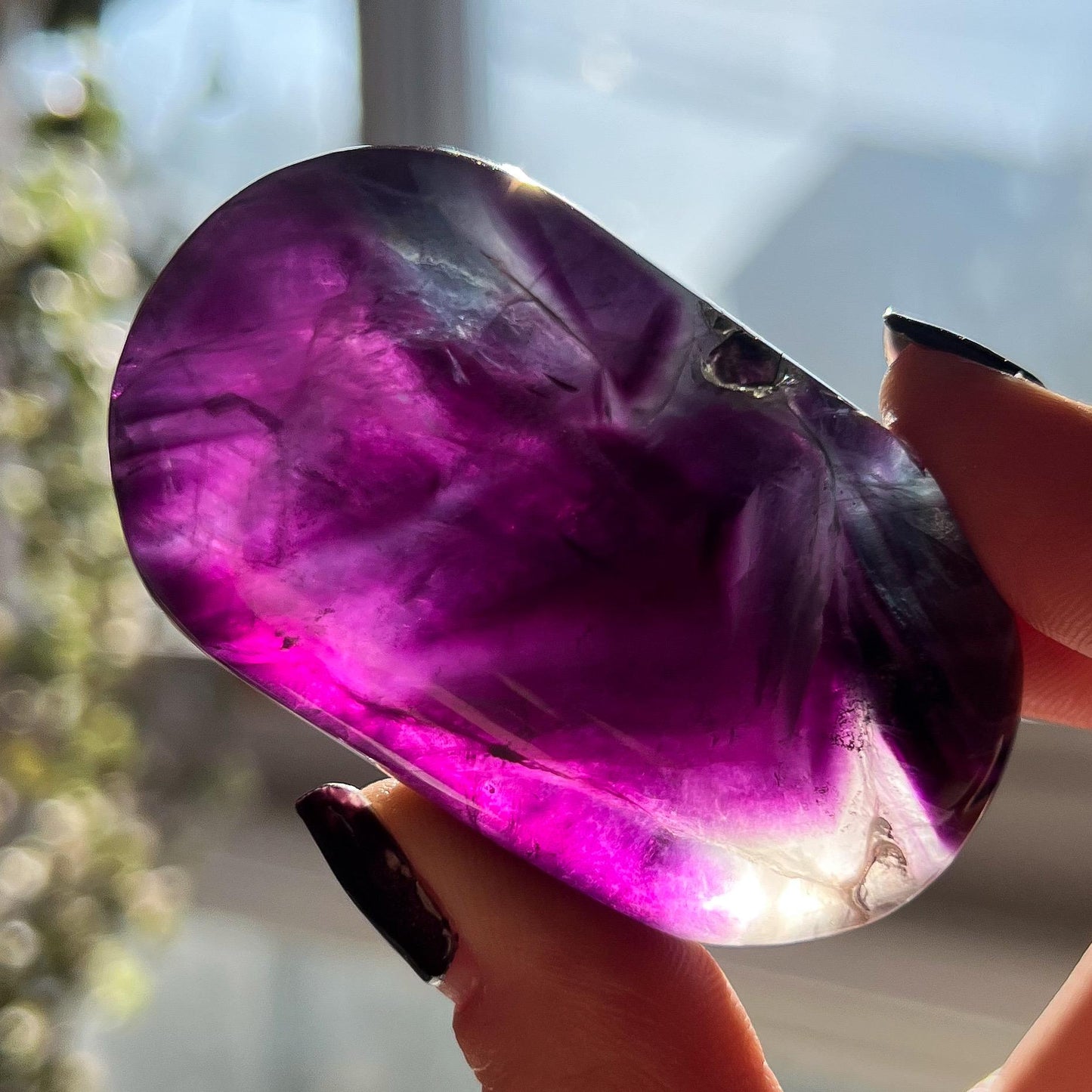 Pink Rainbow Fluorite Palm Stones