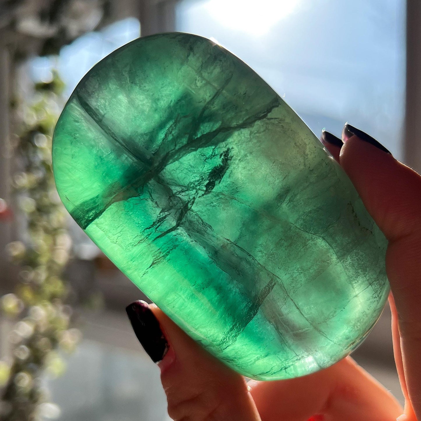 Pink Rainbow Fluorite Palm Stones
