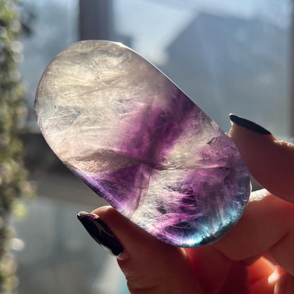 Pink Rainbow Fluorite Palm Stones
