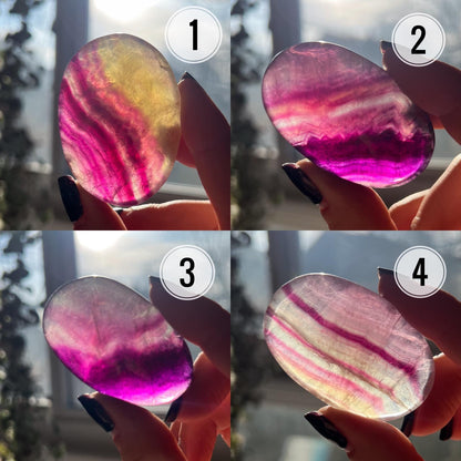 Pink Magenta Fluorite Palm Stones
