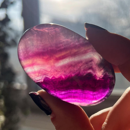 Pink Magenta Fluorite Palm Stones