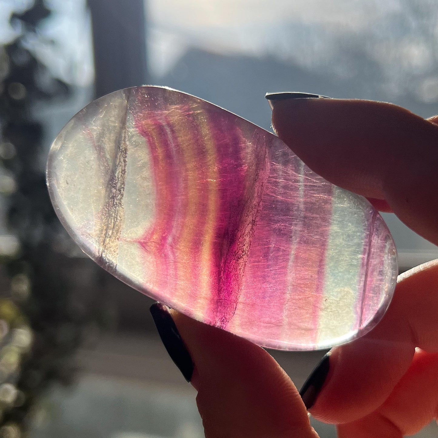 Pink Magenta Fluorite Palm Stones