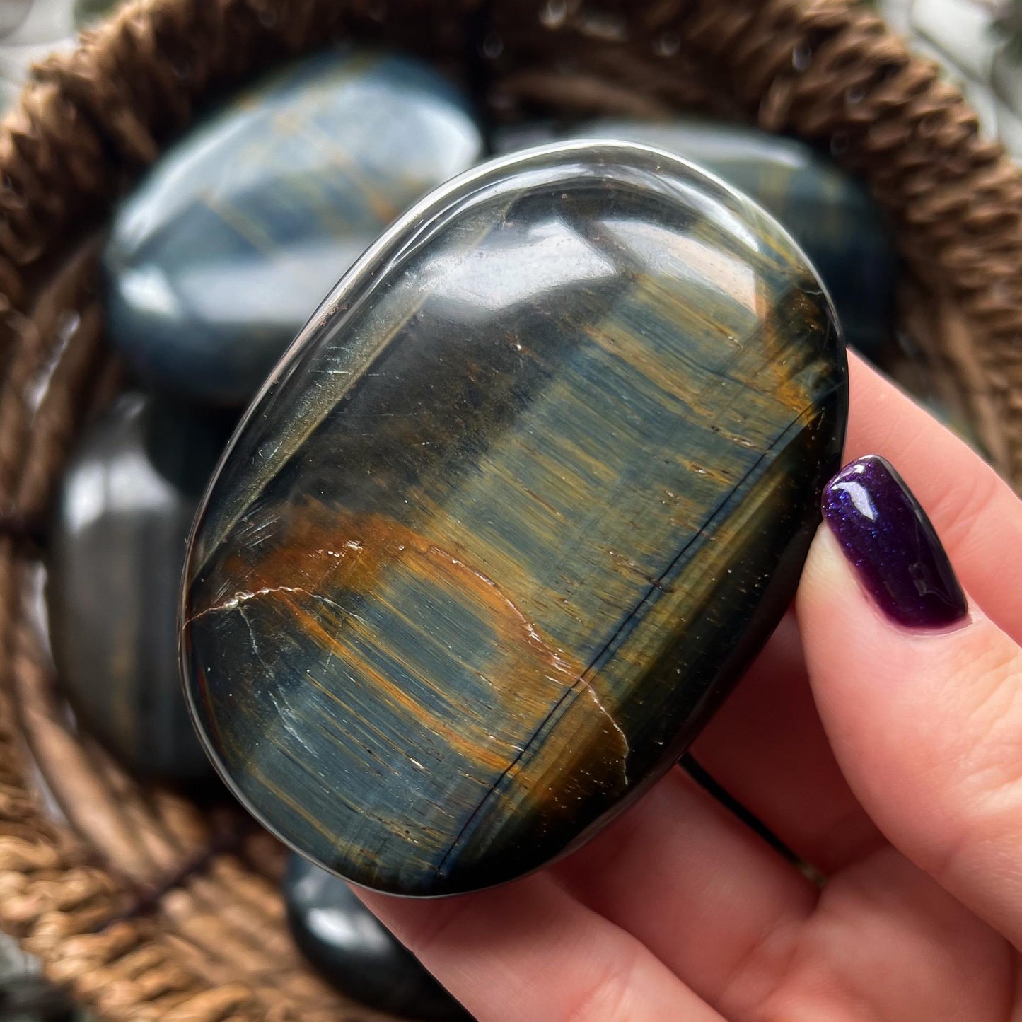 Blue Tigers Eye Palm Stones