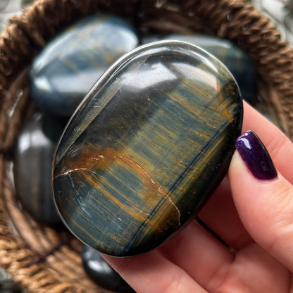 Blue Tigers Eye Palm Stones