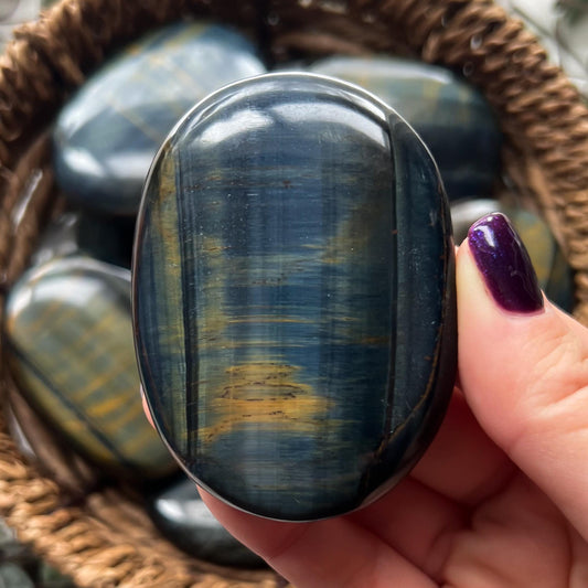 Blue Tigers Eye Palm Stones