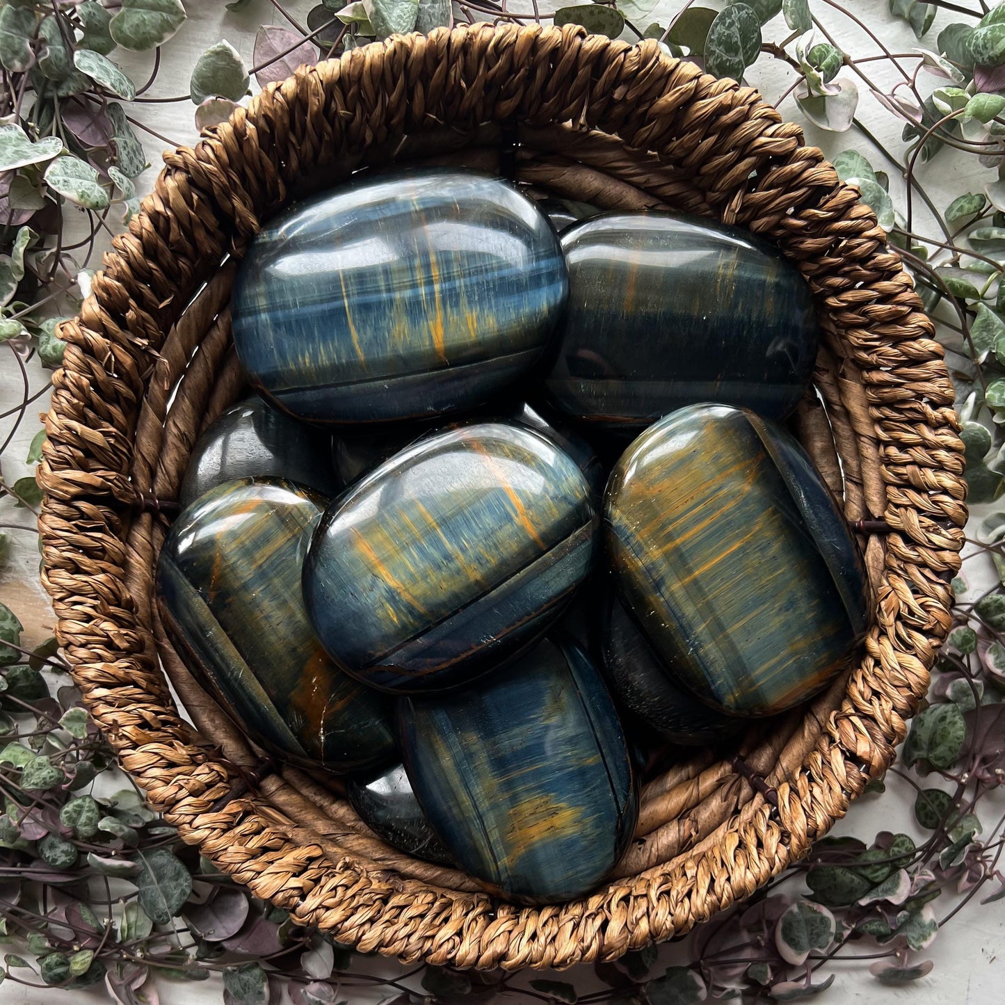 Blue Tigers Eye Palm Stones
