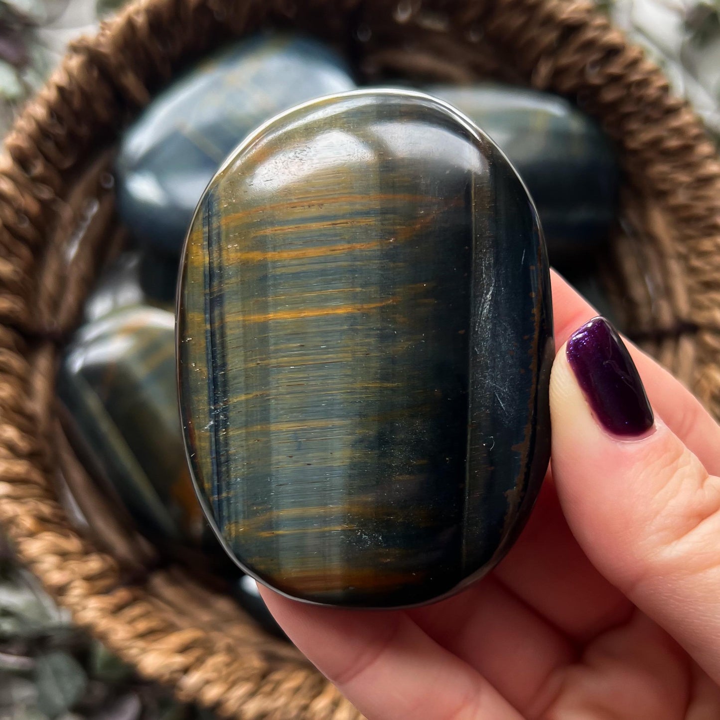 Blue Tigers Eye Palm Stones