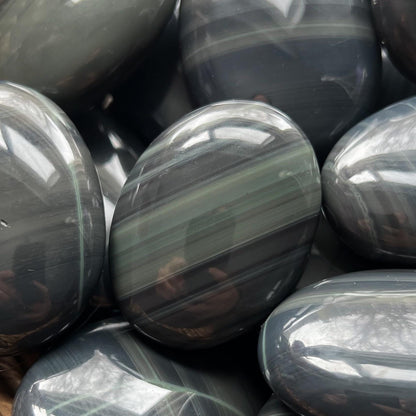 Platinum Obsidian Palm Stones