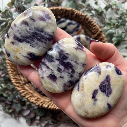 Purple Fluorite Calcite Palm Stones