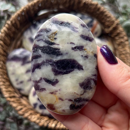 Purple Fluorite Calcite Palm Stones