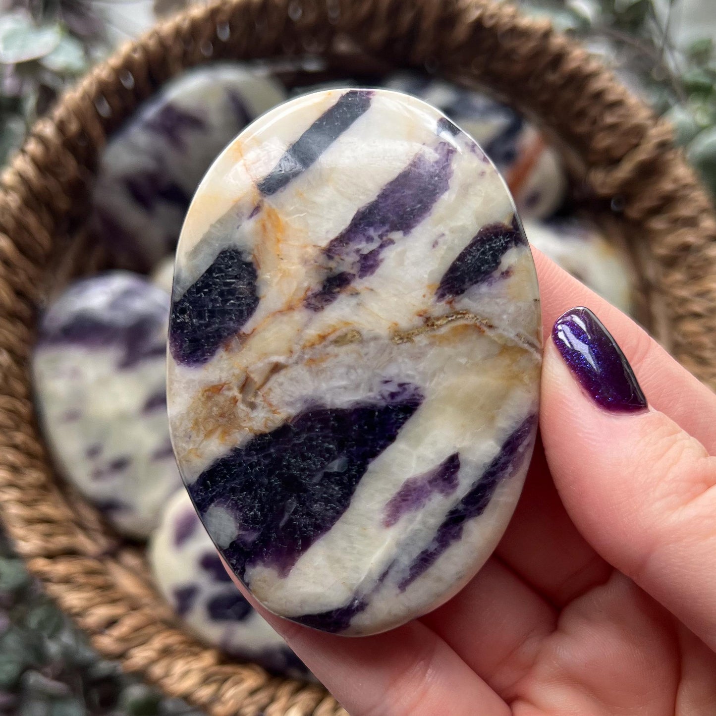 Purple Fluorite Calcite Palm Stones