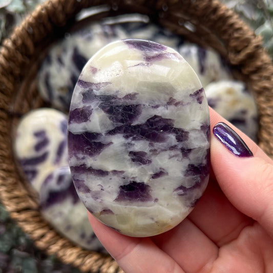 Purple Fluorite Calcite Palm Stones
