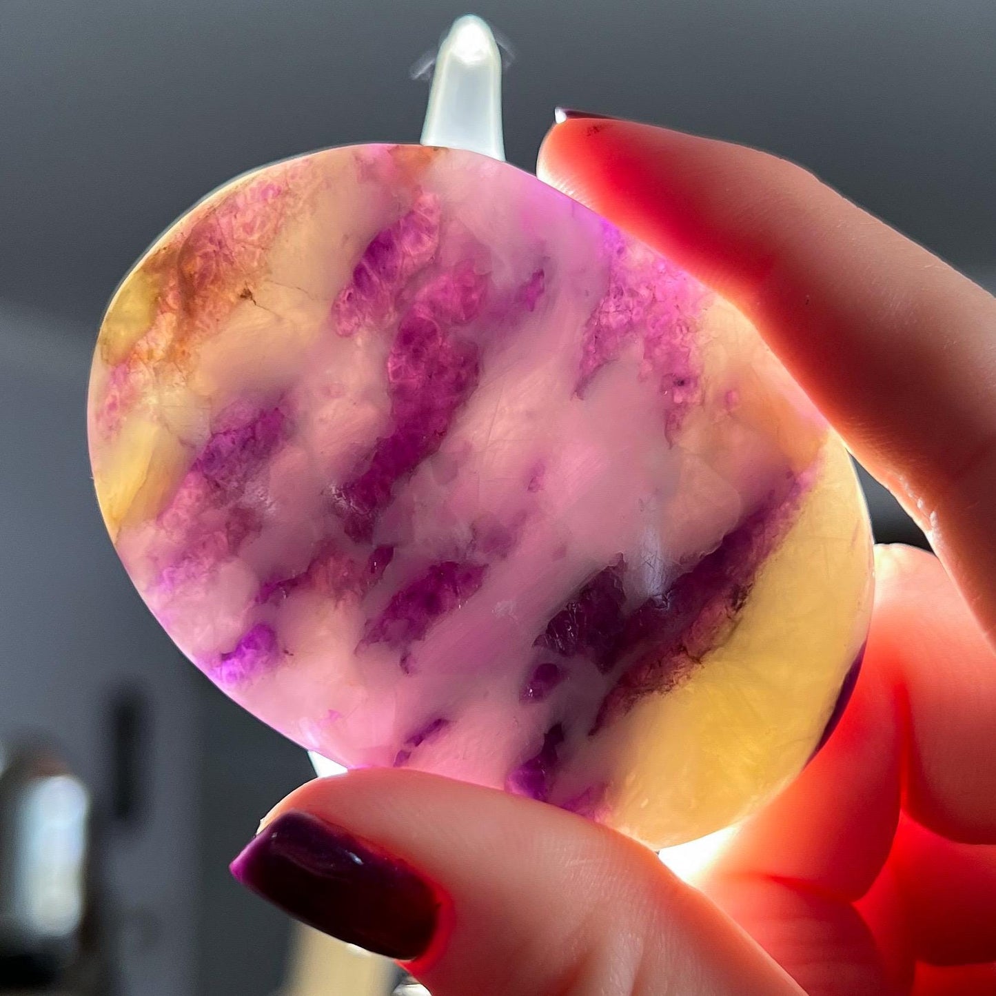 Purple Fluorite Calcite Palm Stones