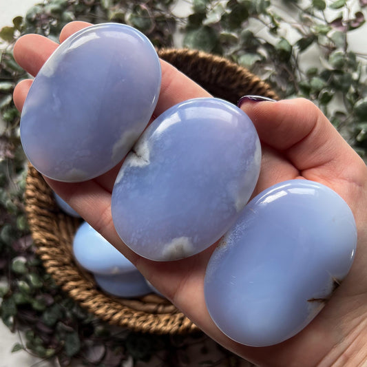 Blue Chalcedony Palm Stones