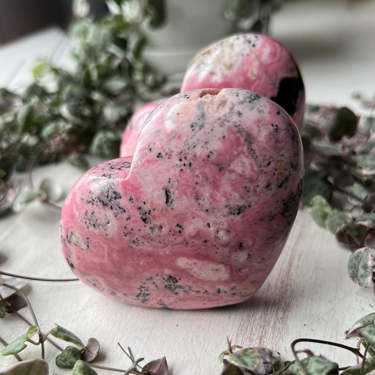 Standing Rhodonite Heart