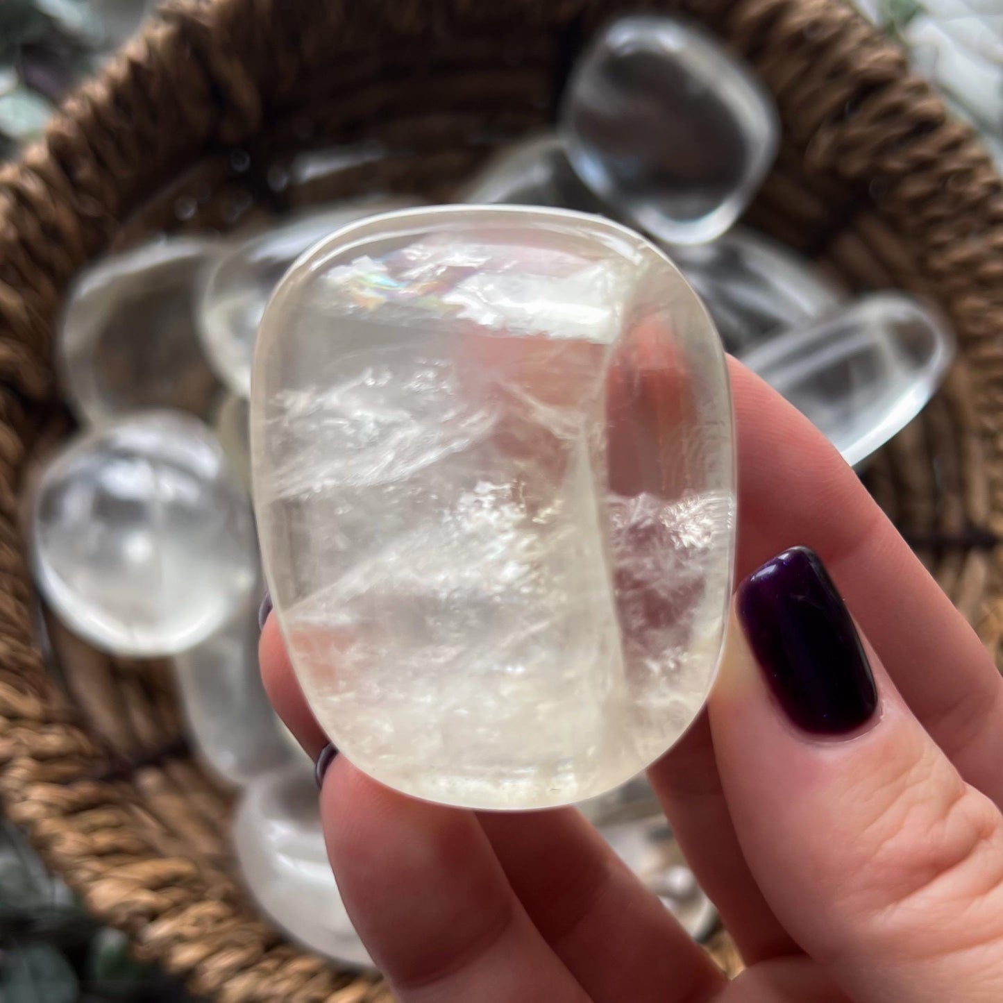 Clear Optical Calcite Palm Stones