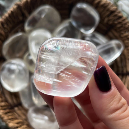 Clear Optical Calcite Palm Stones