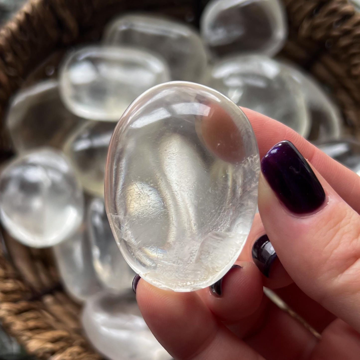Clear Optical Calcite Palm Stones