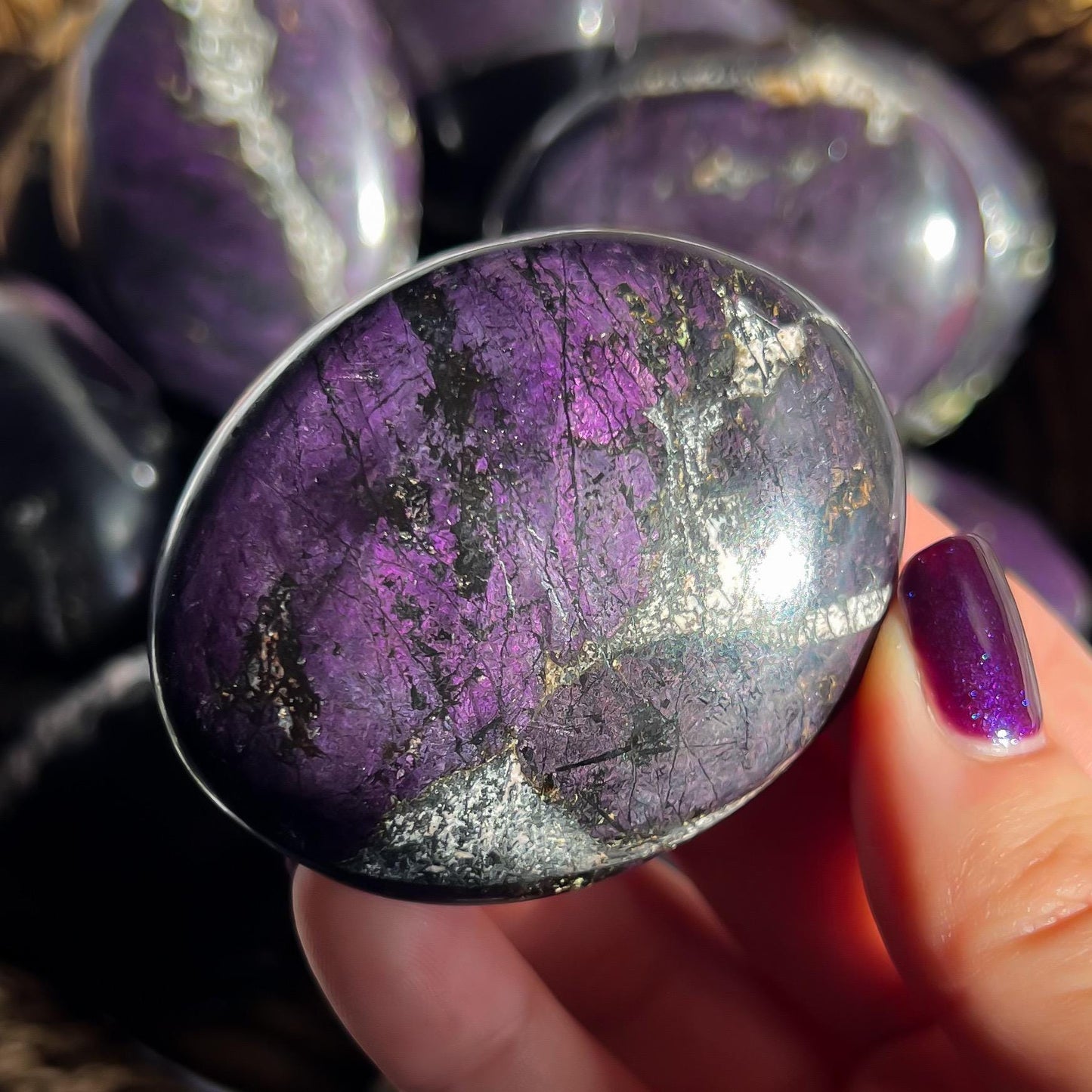 Purpurite Palm Stones