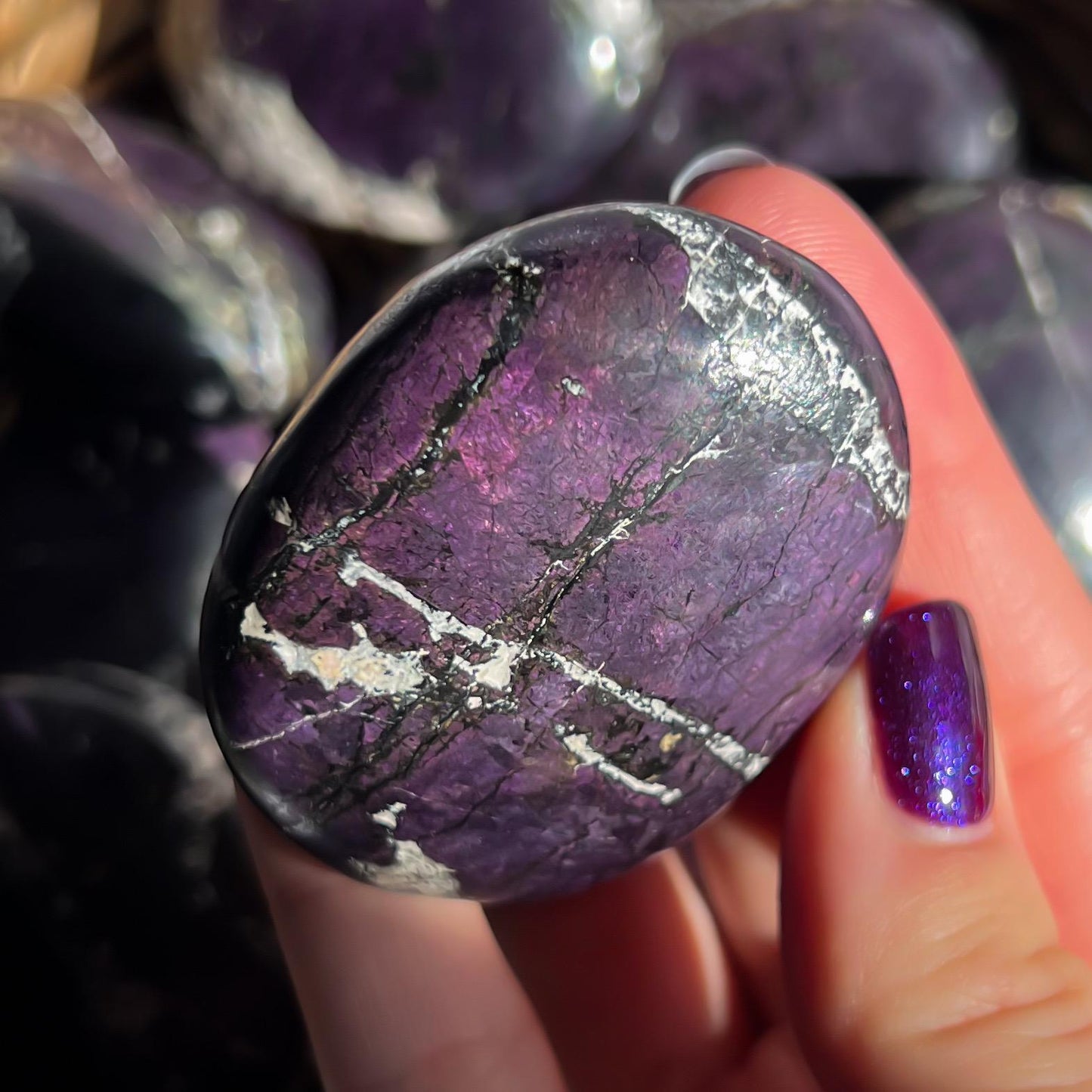 Purpurite Palm Stones