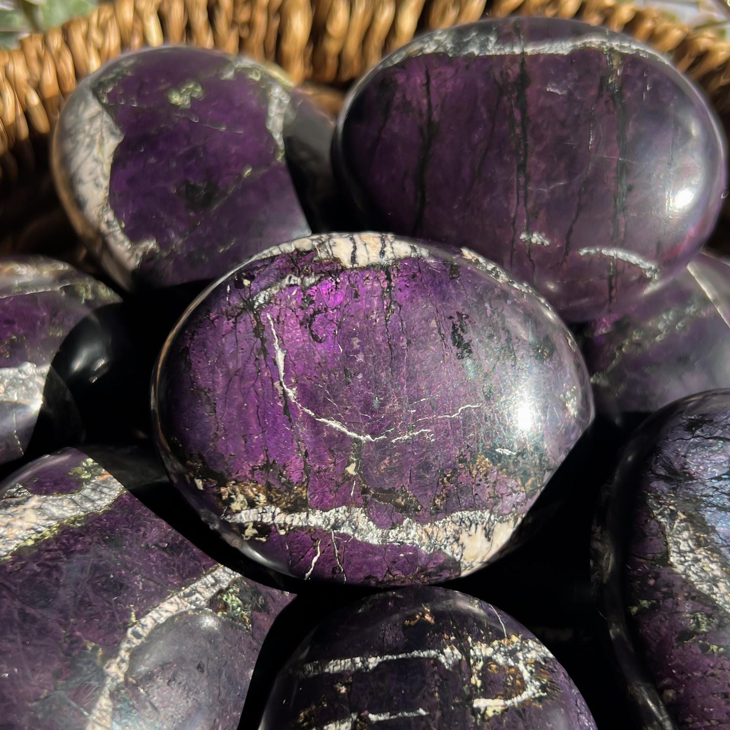 Purpurite Palm Stones