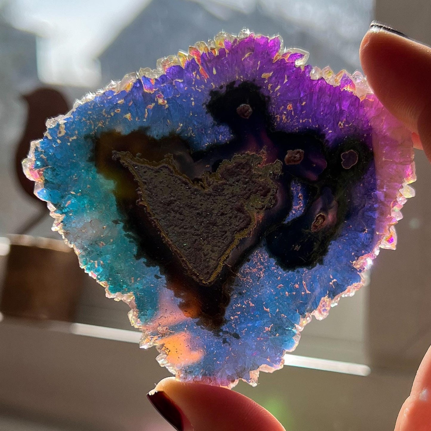 Rainbow Aura Amethyst Stalactite