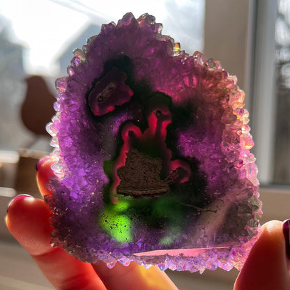 Rainbow Aura Amethyst Stalactite