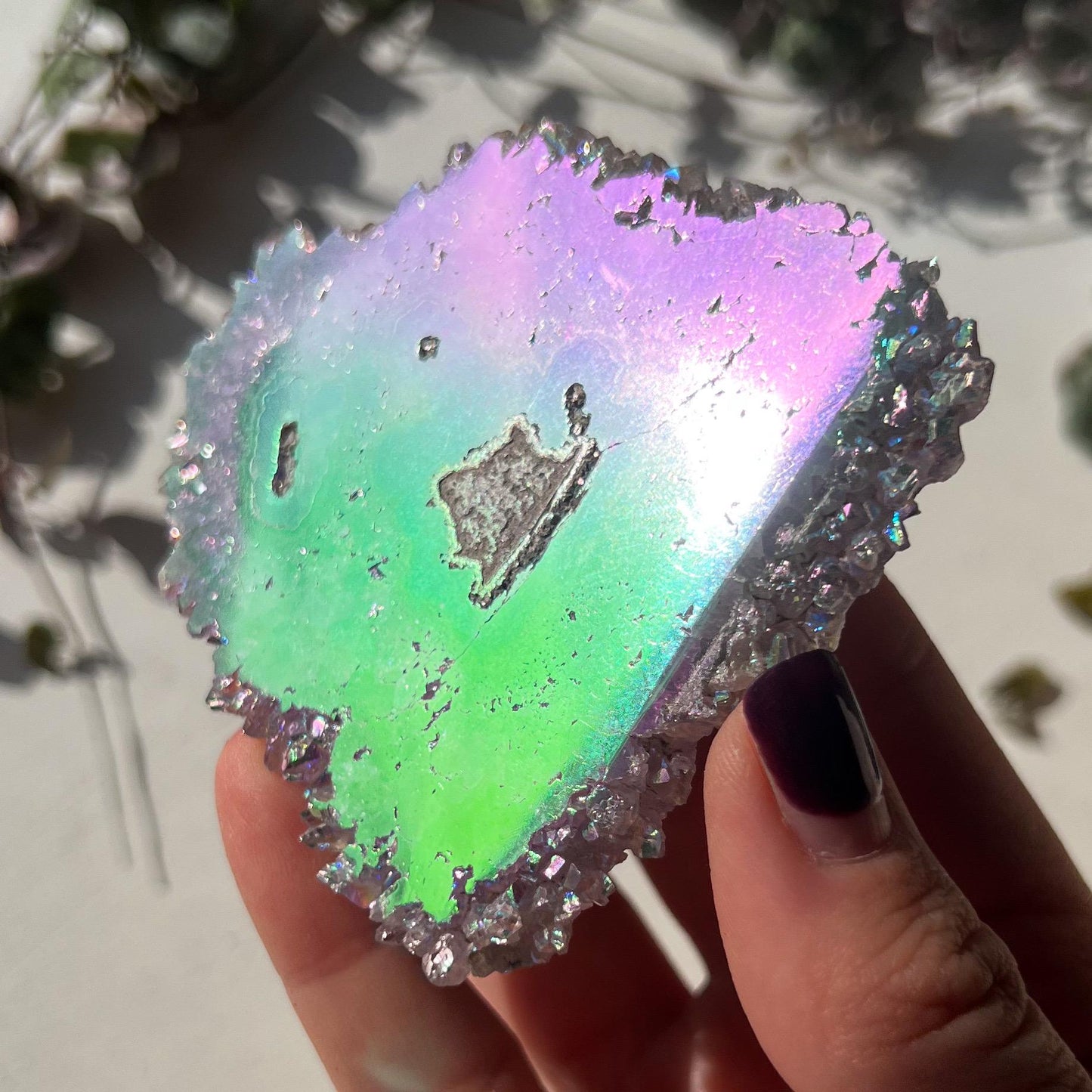 Rainbow Aura Amethyst Stalactite