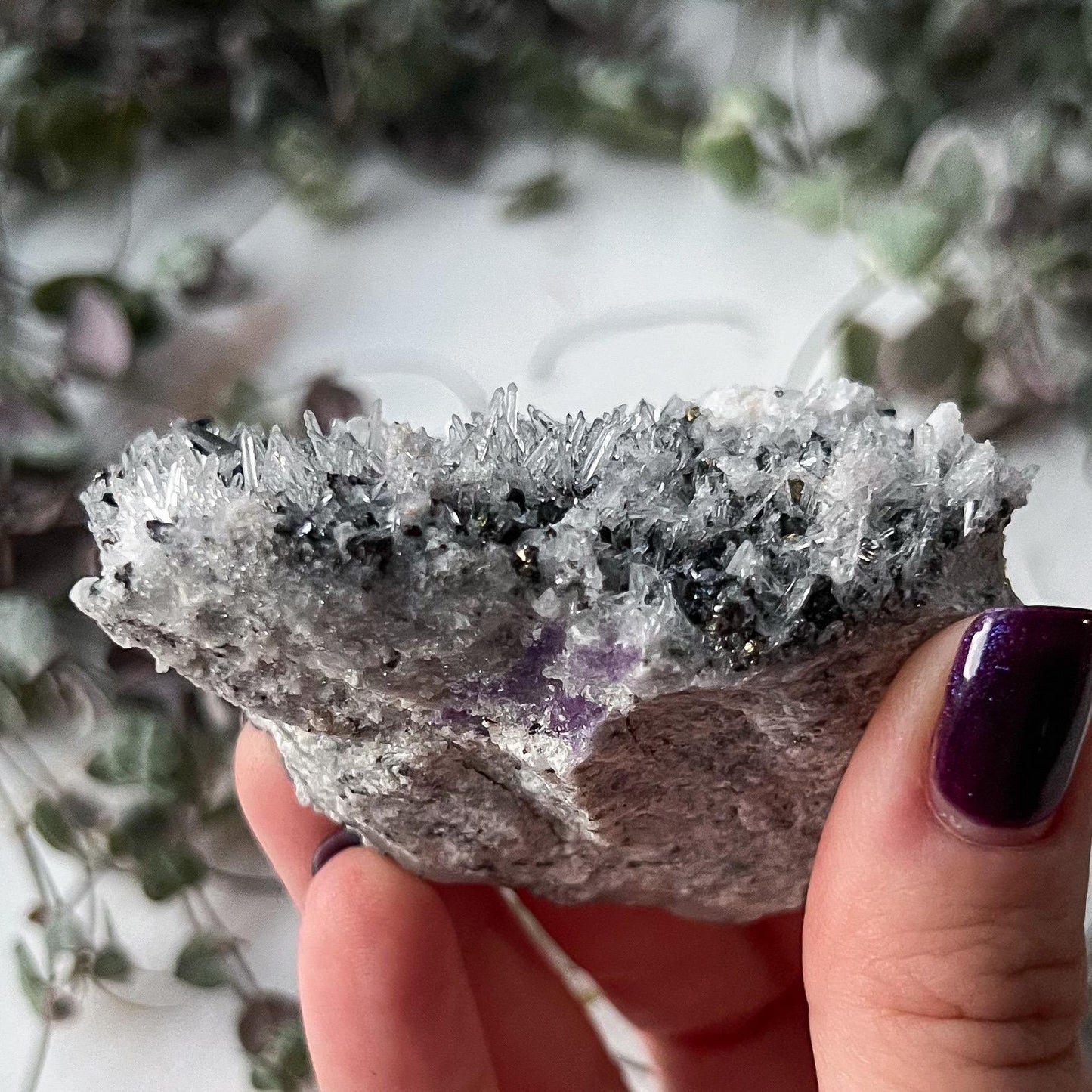 Purple Fluorite Needle Quartz Sphalerite