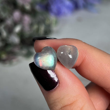 Labradorite Heart Stud Earrings