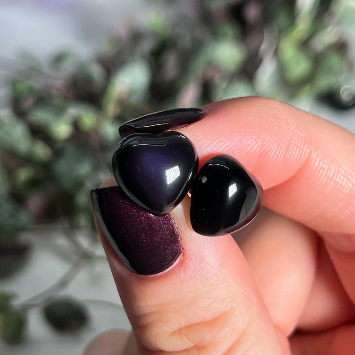 Rainbow Obsidian Heart Stud Earrings