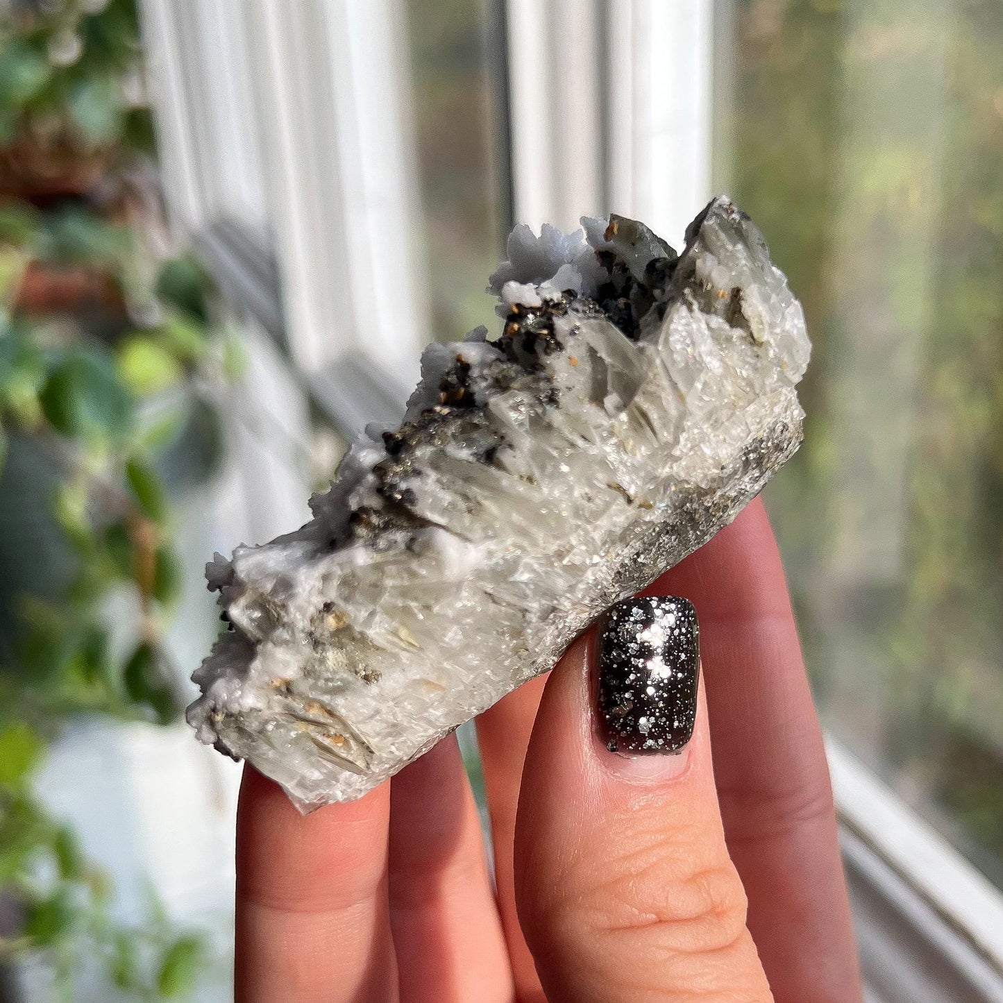 White Aragonite Calcite Cluster
