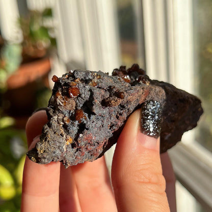 Crystallized Orange Calcite Nodules on Matrix