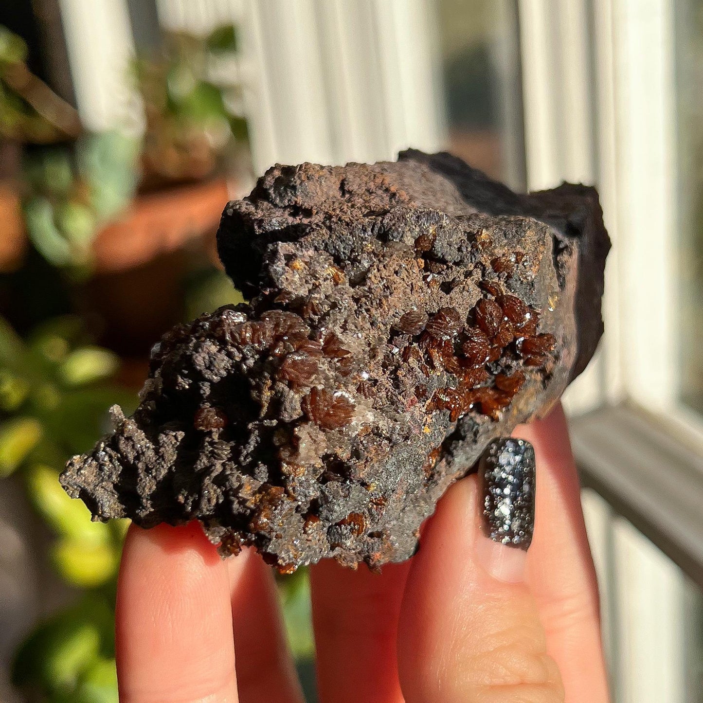 Crystallized Orange Calcite Nodules on Matrix
