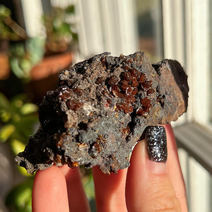 Crystallized Orange Calcite Nodules on Matrix