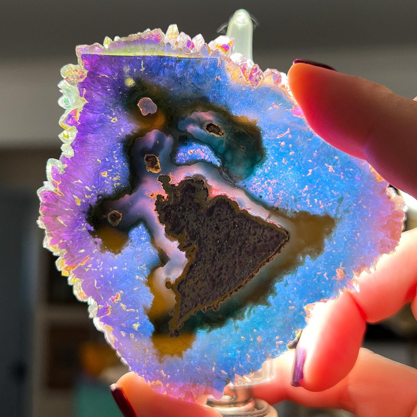 Rainbow Aura Amethyst Stalactite